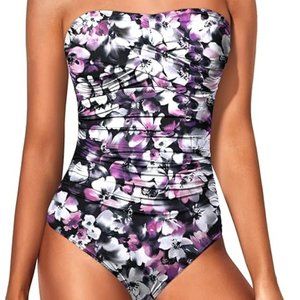 Yonique Womens Strapless One Piece Swimsuit Tummy Control Bandeau Bathing Suits